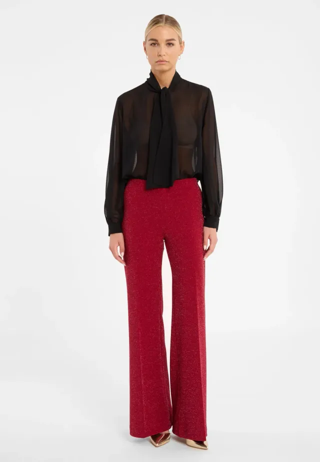 Ana Alcazar Cilky pantaloni lurex rossi