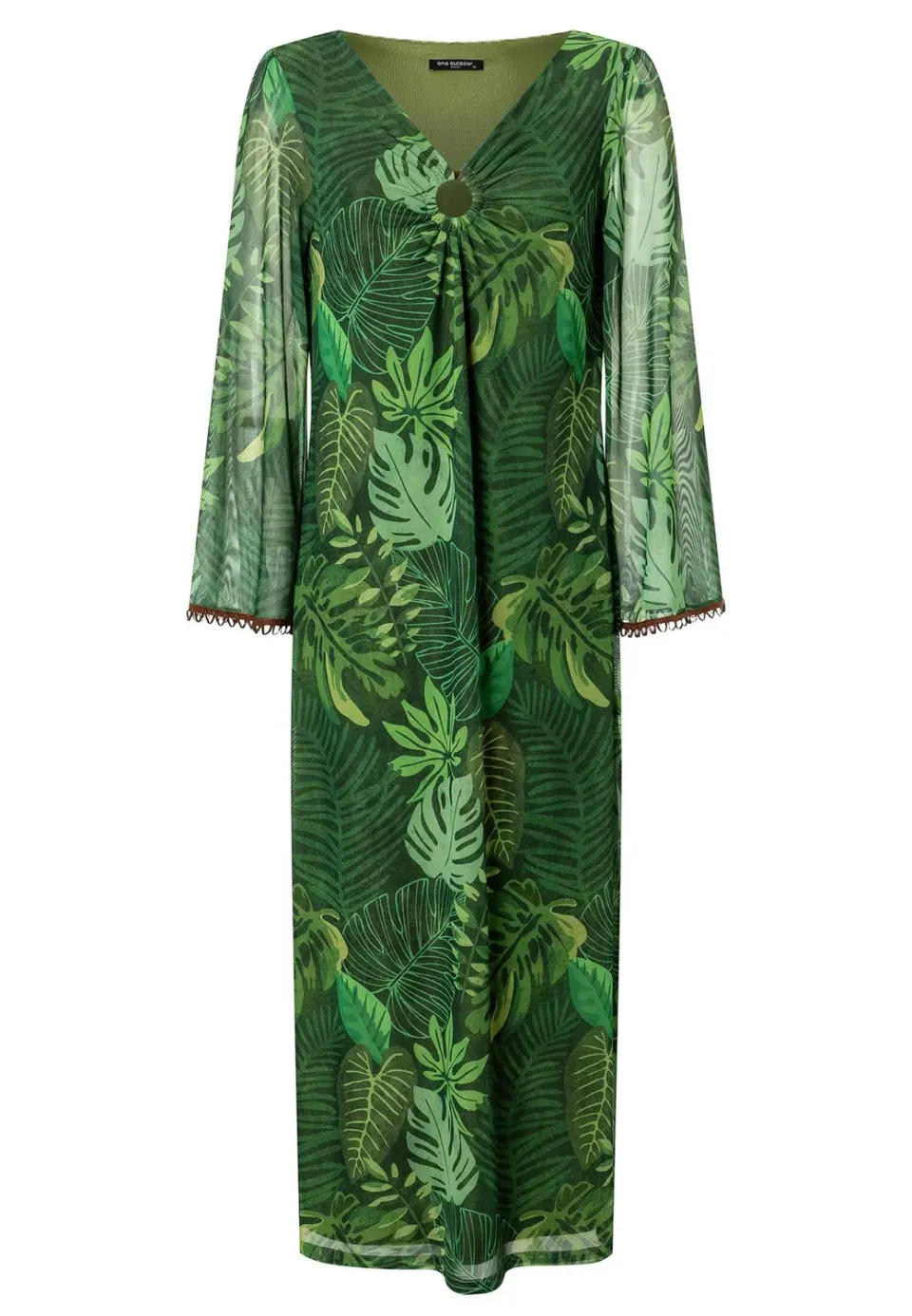 Ana Alcazar Ziesa abito caftano lungo verde jungle