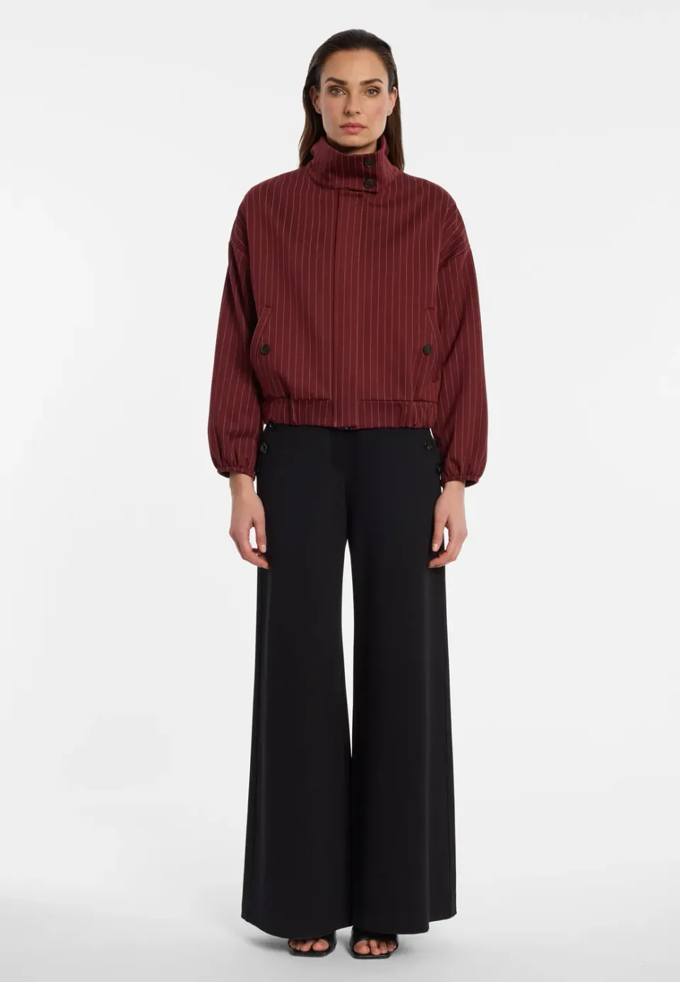 Ana Alcazar Enlyvo giacca bomber bordeaux gessata