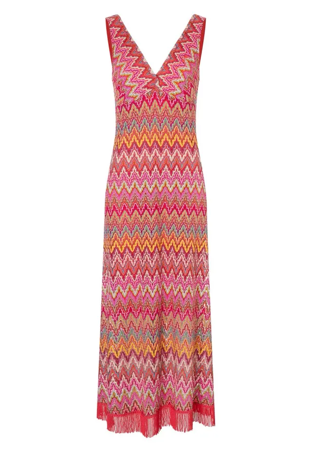 Ana Alcazar Kysni Abito Maxi Lungo Rosa Giallo