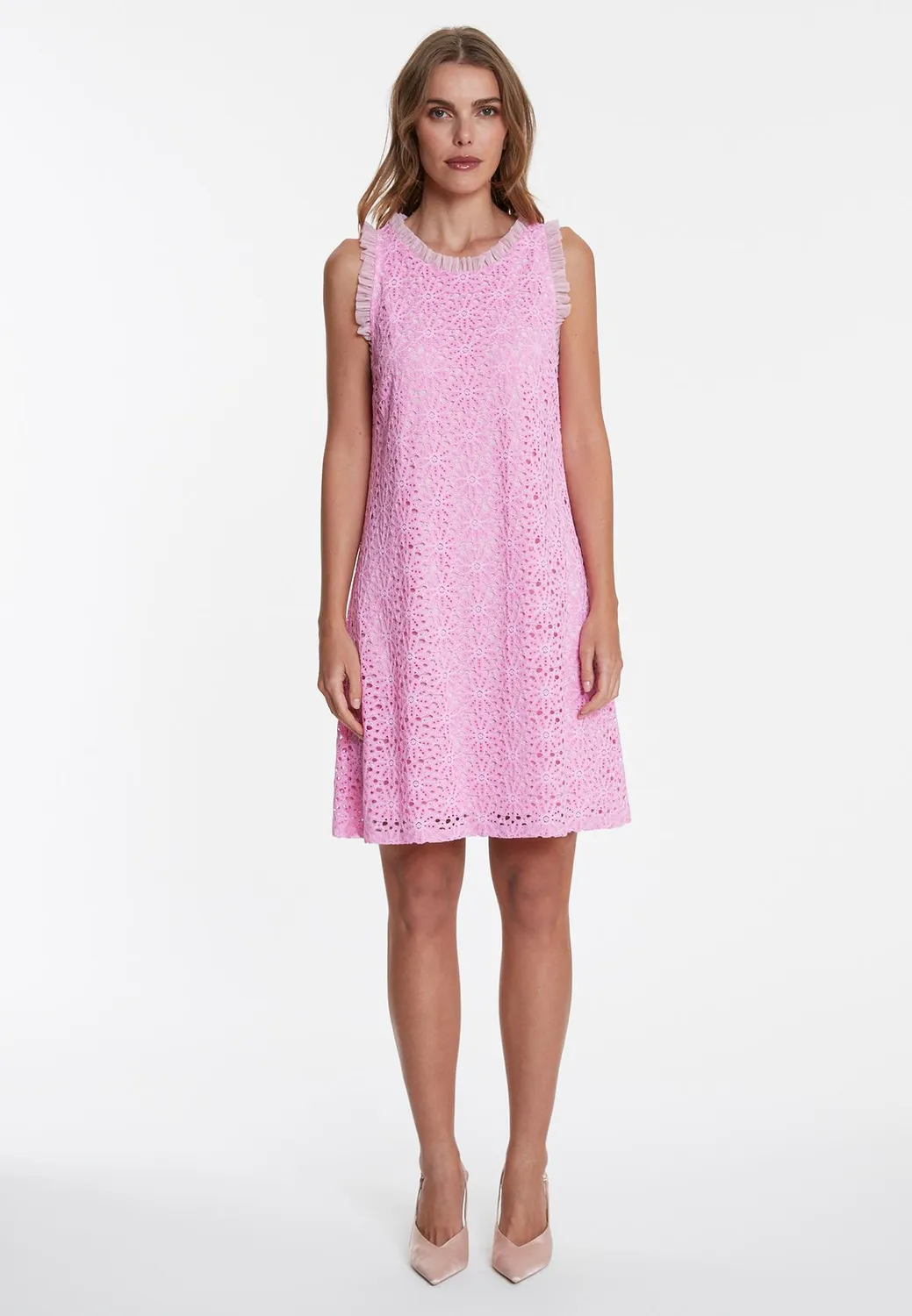 Ana Alcazar Wafea abito corto pizzo rosa