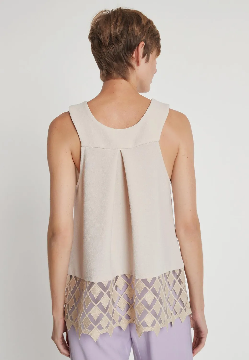 Ana Alcazar Lacara Top Misto Pizzo Beige