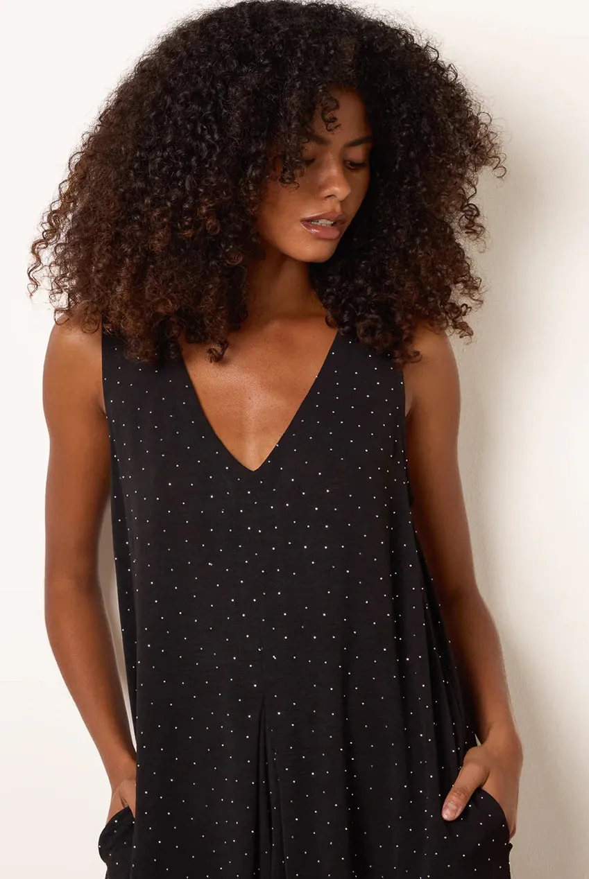 Blue Vanilla Pleat Front Diamante tuta Nero S/M sera