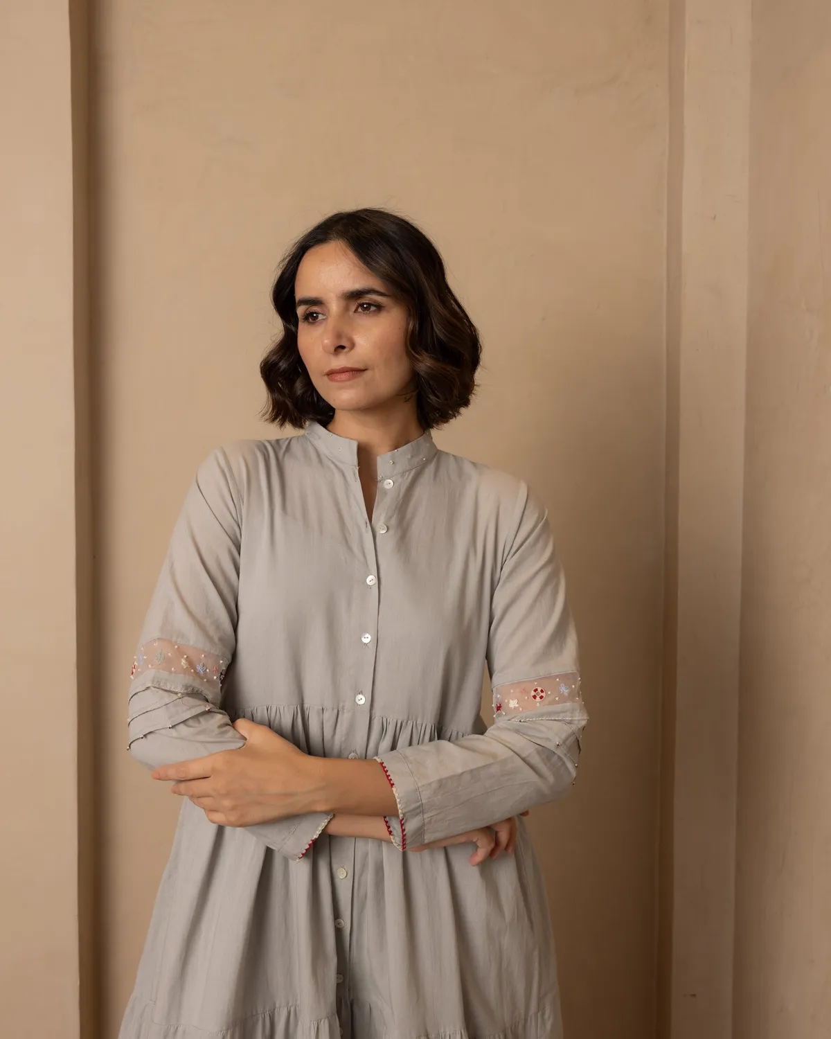 Our Dve Nautica Caribbean Dress abito grigio rosso cotone