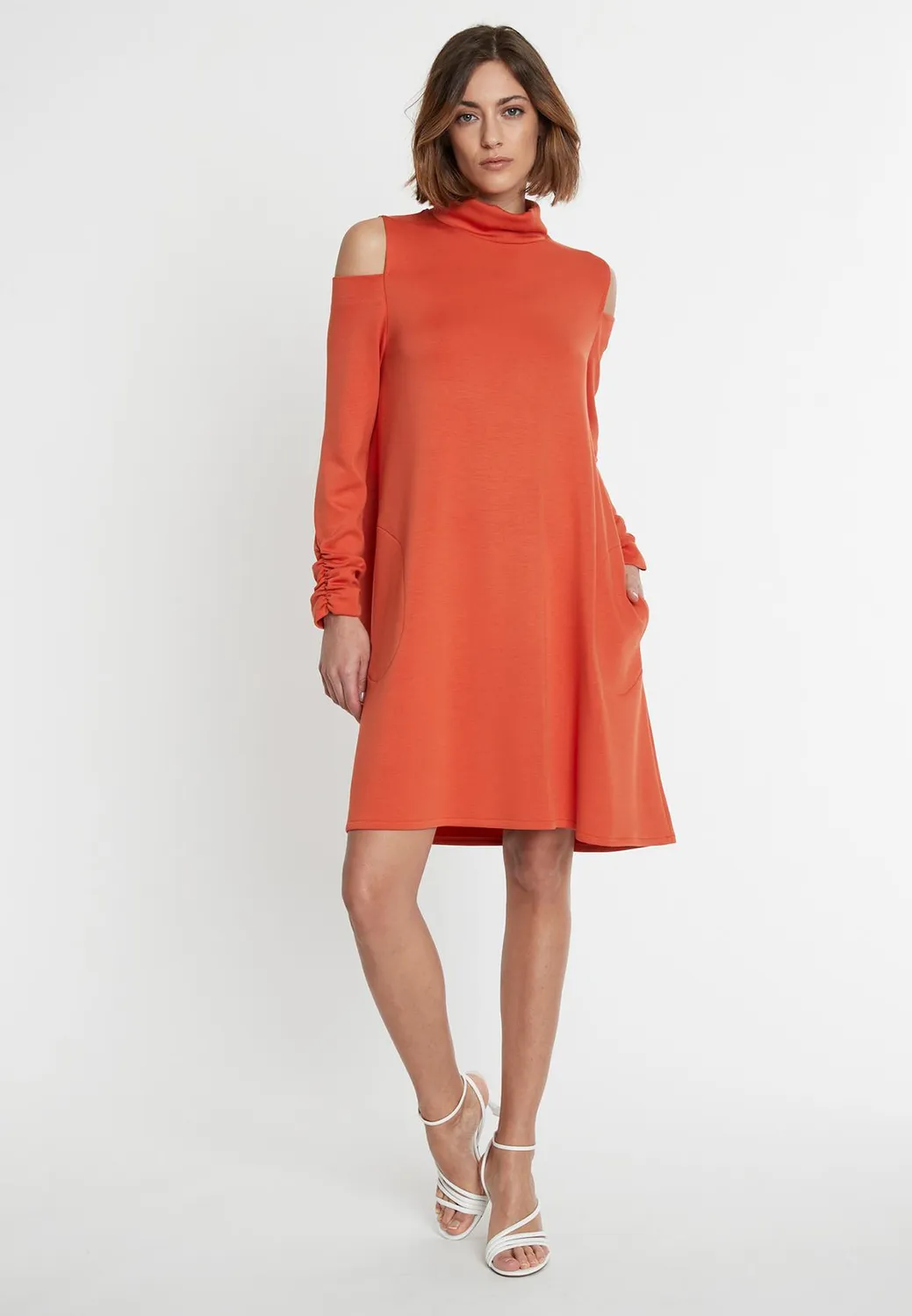 Ana Alcazar Saboja abito jersey arancio cut-out