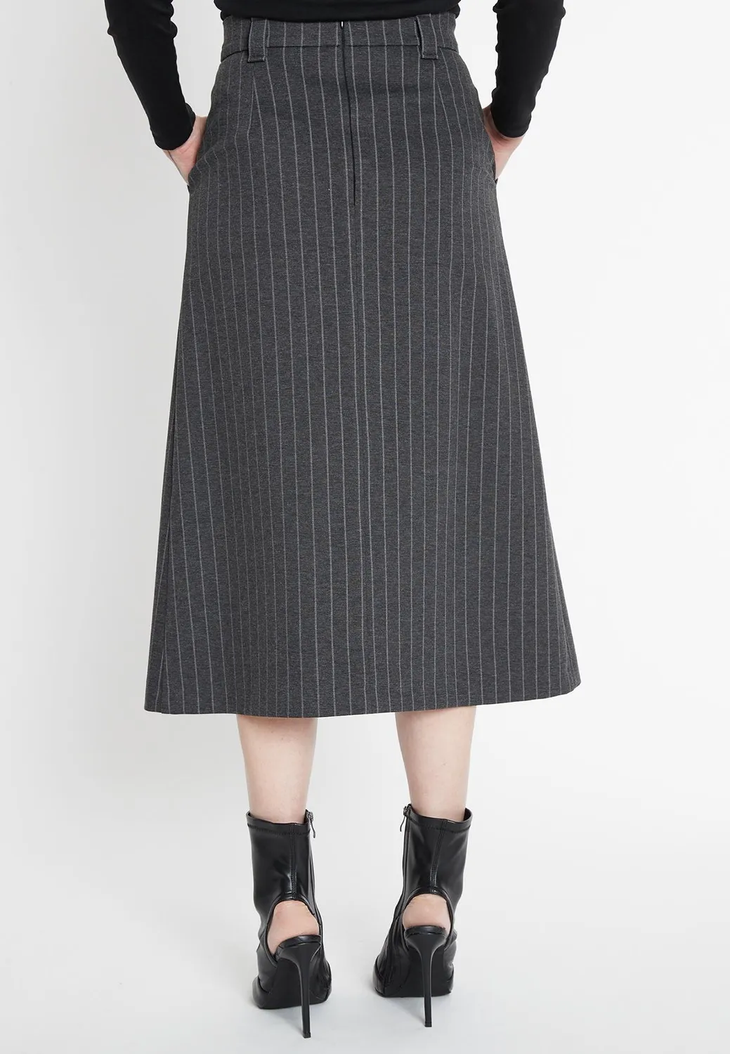 Ana Alcazar Somea gonna midi gessato jersey ufficio