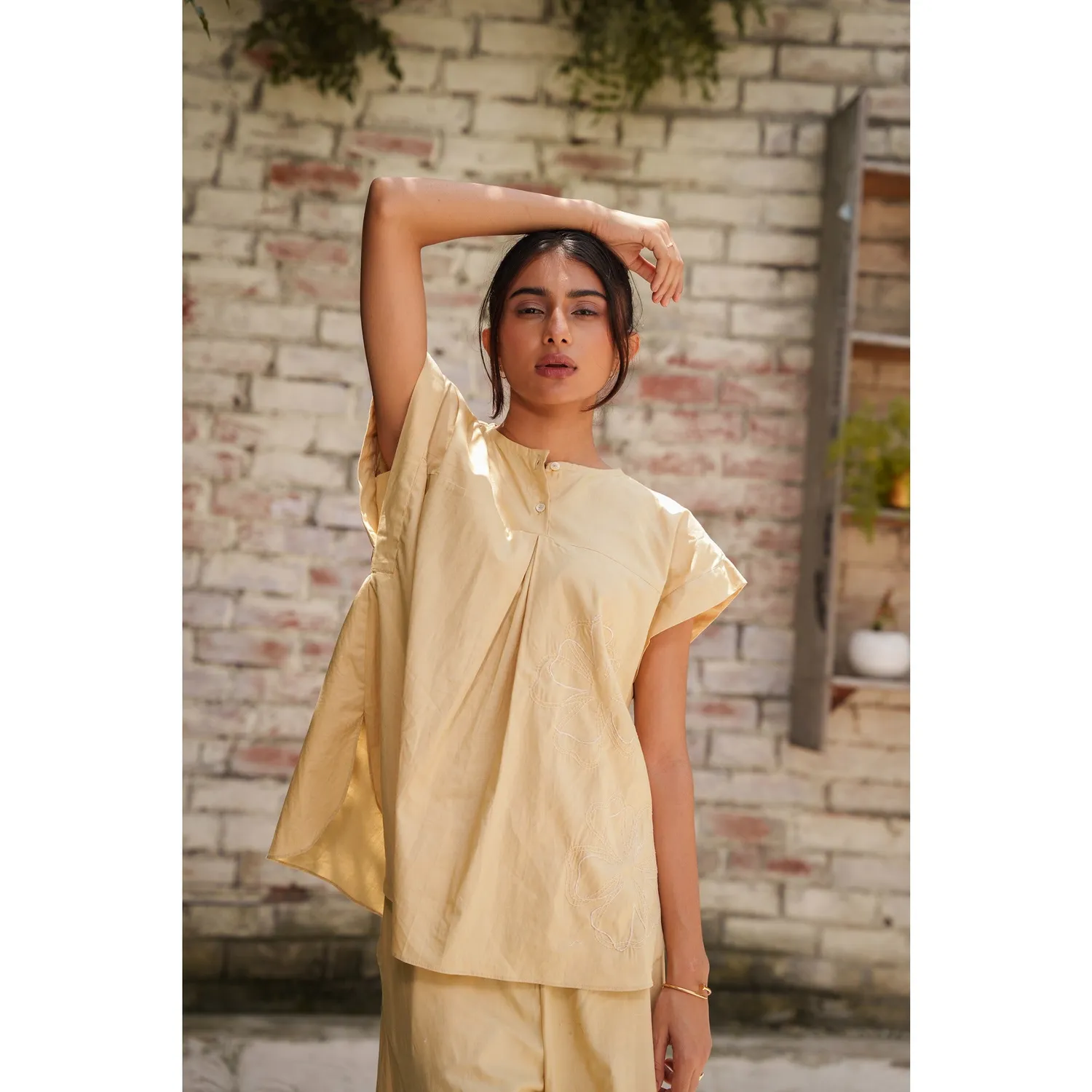 Our Dve Capsule 6 coordinato cotone marrone top+pantalone