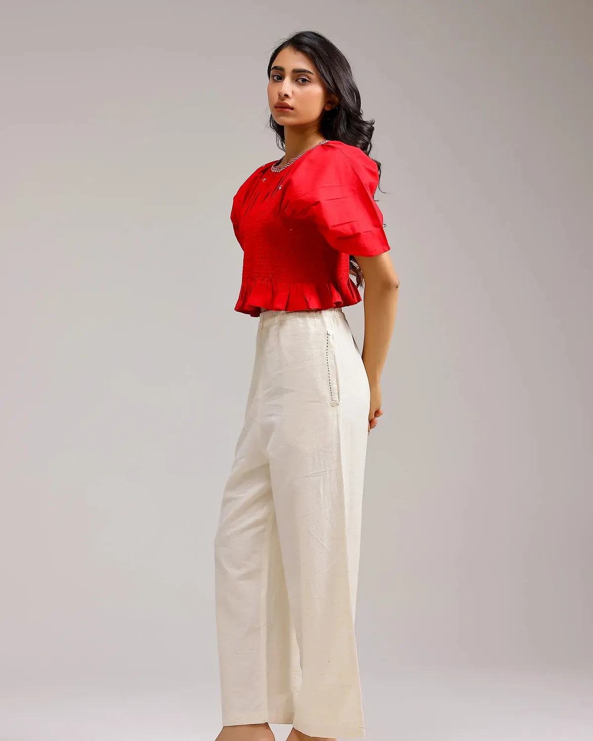 Our Dve Peplum Top top rosso smock taglia unica