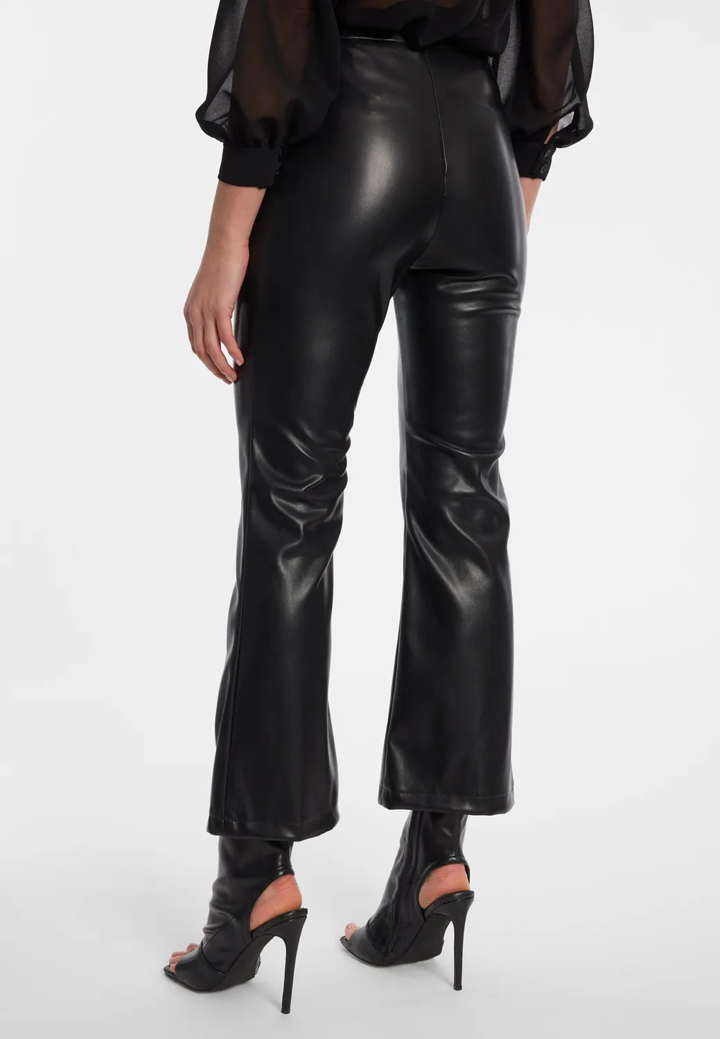 Ana Alcazar Eniva Pantaloni Pelle Neri Cropped