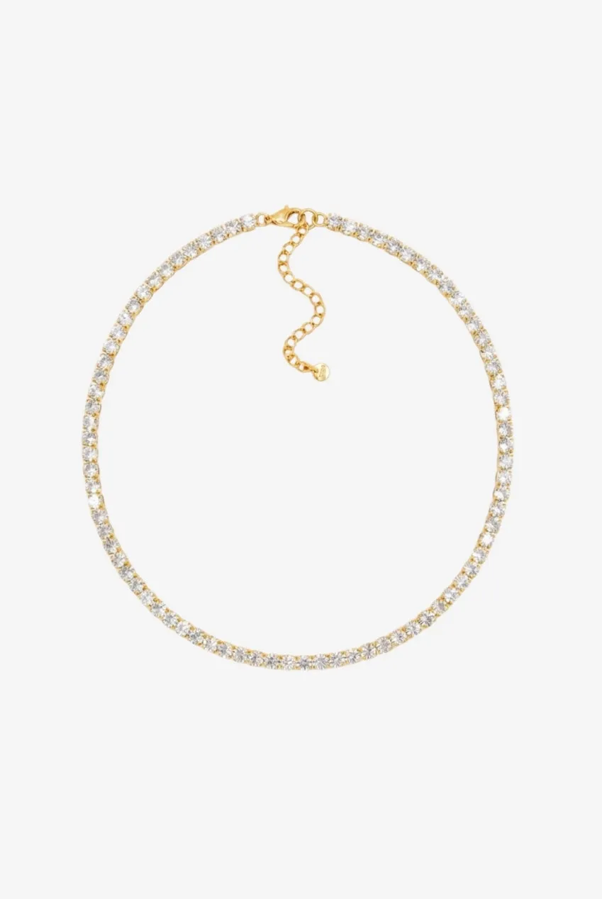 Goddiva Shikaku collana tennis oro pietre chiare