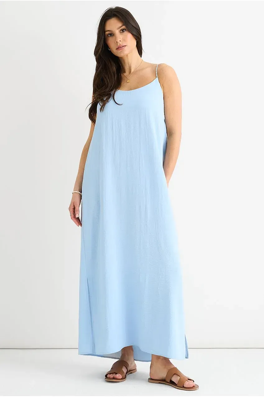 Gini London Cross Back abito maxi blu oversize