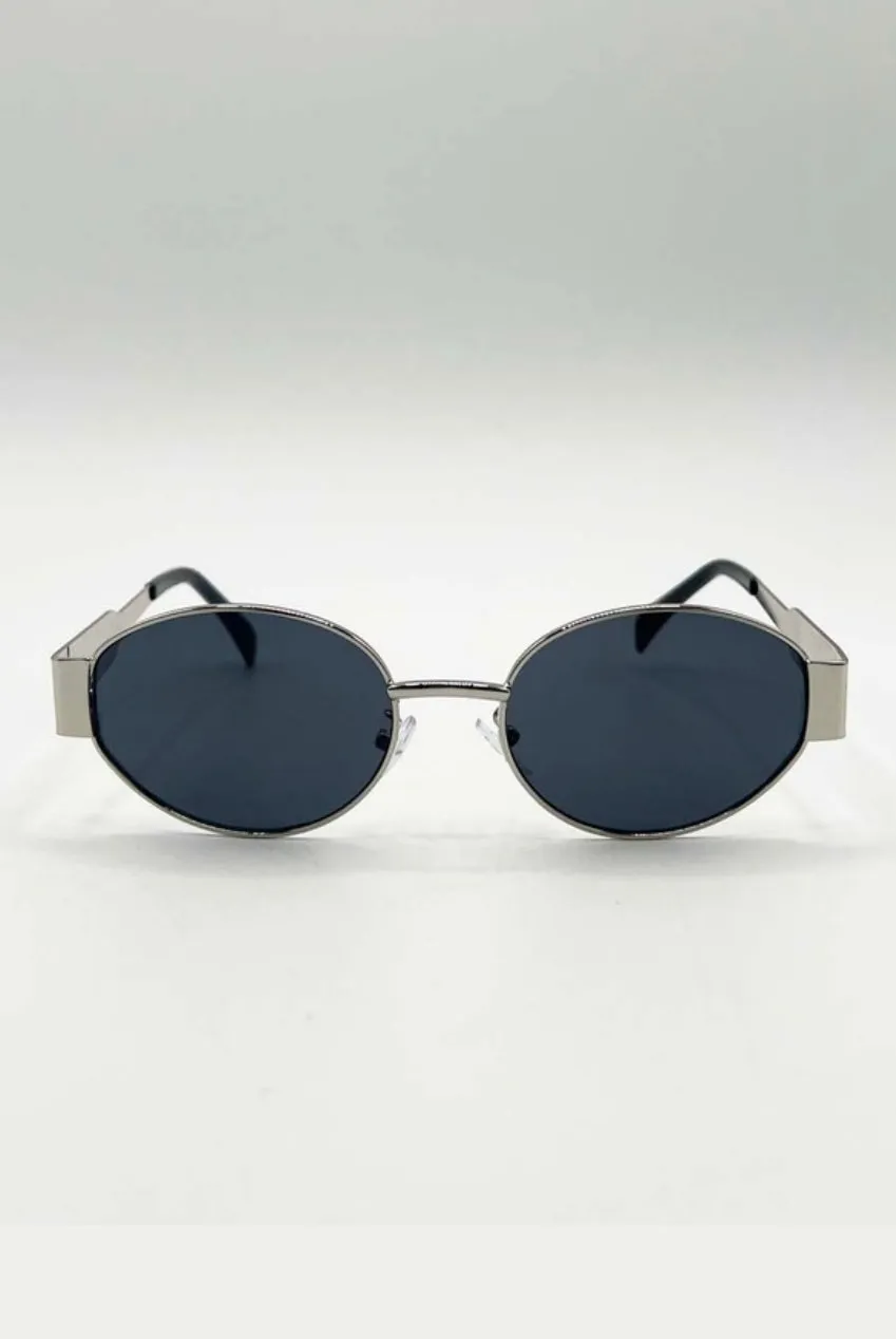 SVNX Oval Metal Frame occhiali sole grigi ovali UV400