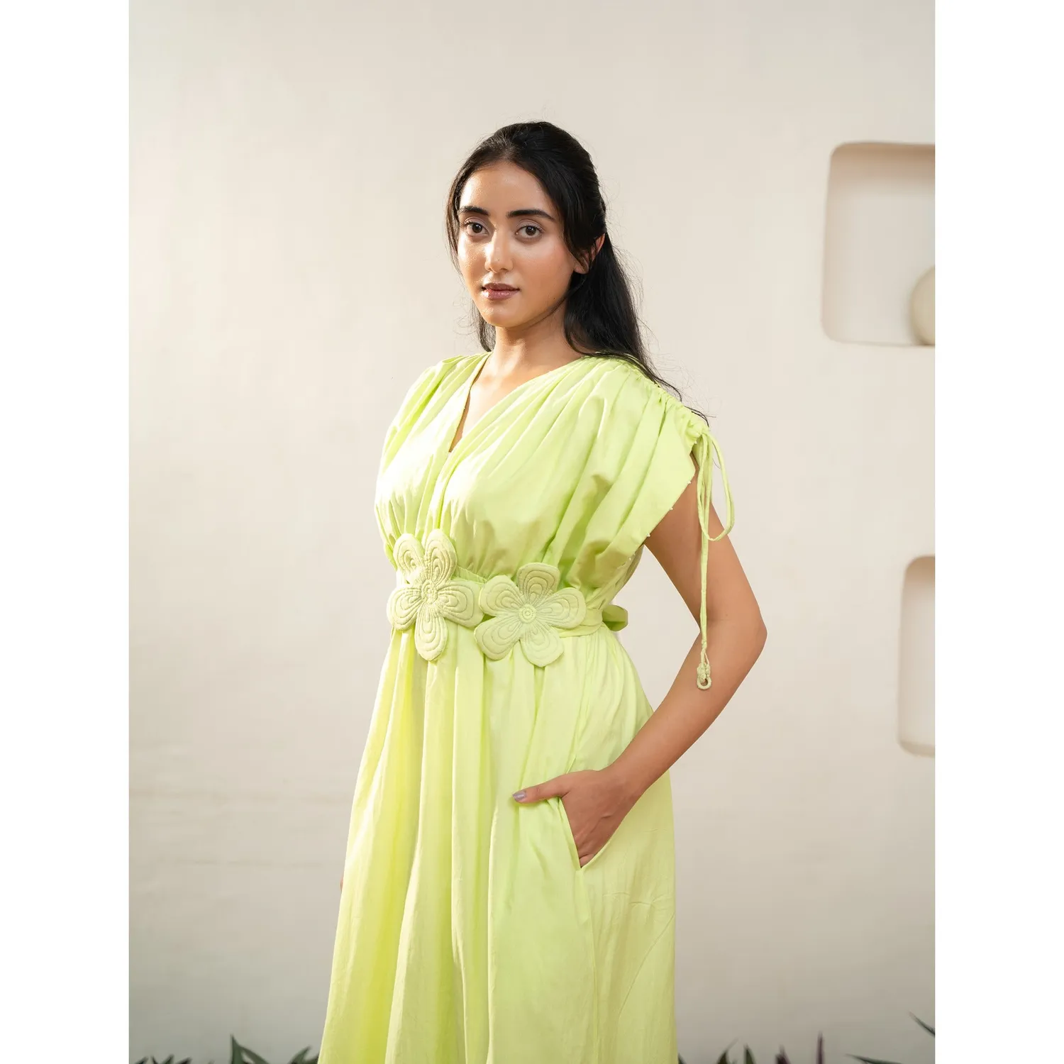Our Dve Capsule 4 vestito verde cotone