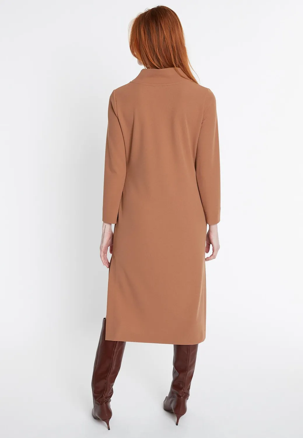 Ana Alcazar Sifyna abito midi beige collo alto