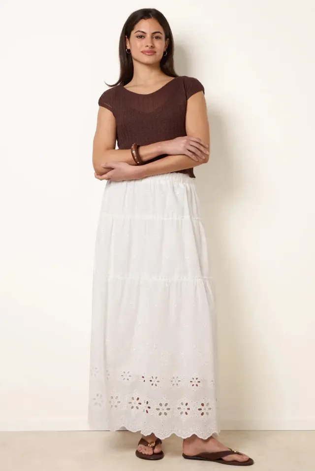 Blue Vanilla Crochet Detailed gonna maxi bianca
