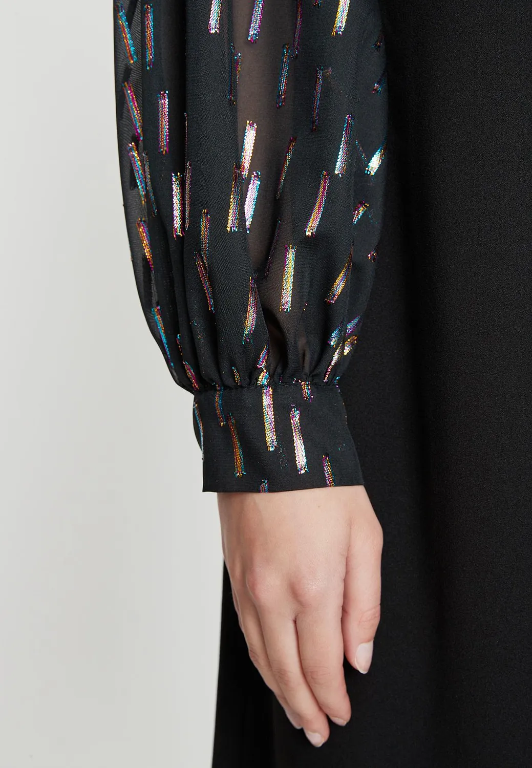 Ana Alcazar Ilary abito corto glitter con fiocco