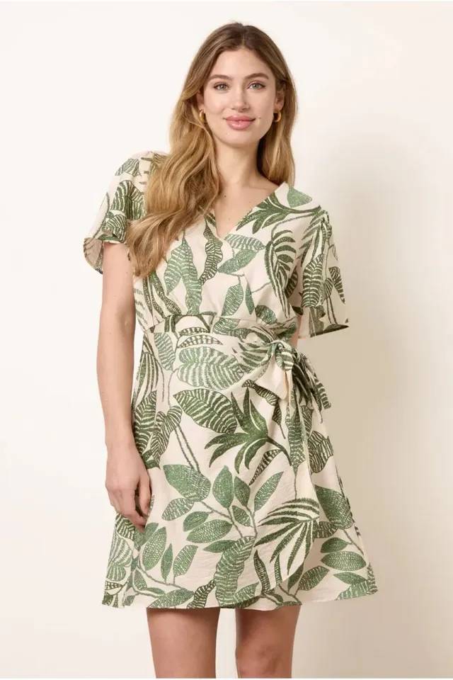 Blue Vanilla Wrap Sarong abito mini verde tropicale