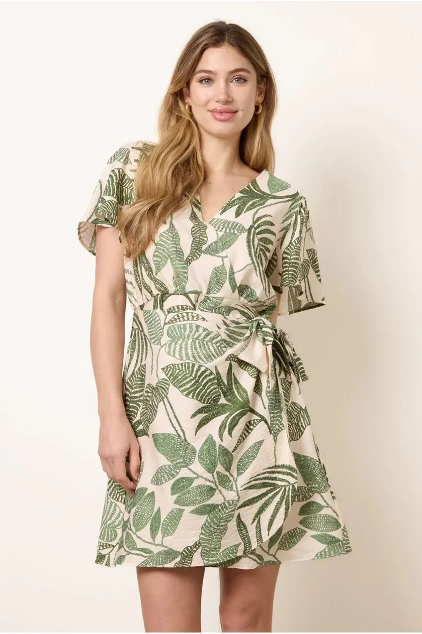 Blue Vanilla Wrap Sarong abito mini verde tropicale