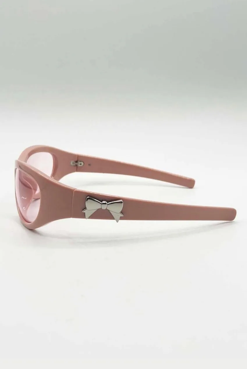 SVNX Wrap Around Racer Bow occhiali rosa avvolgenti