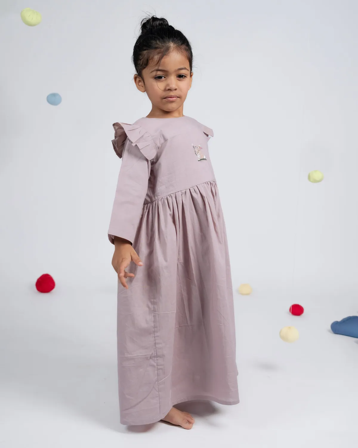Our Dve Caramel Cloud abito bimba rosa cenere