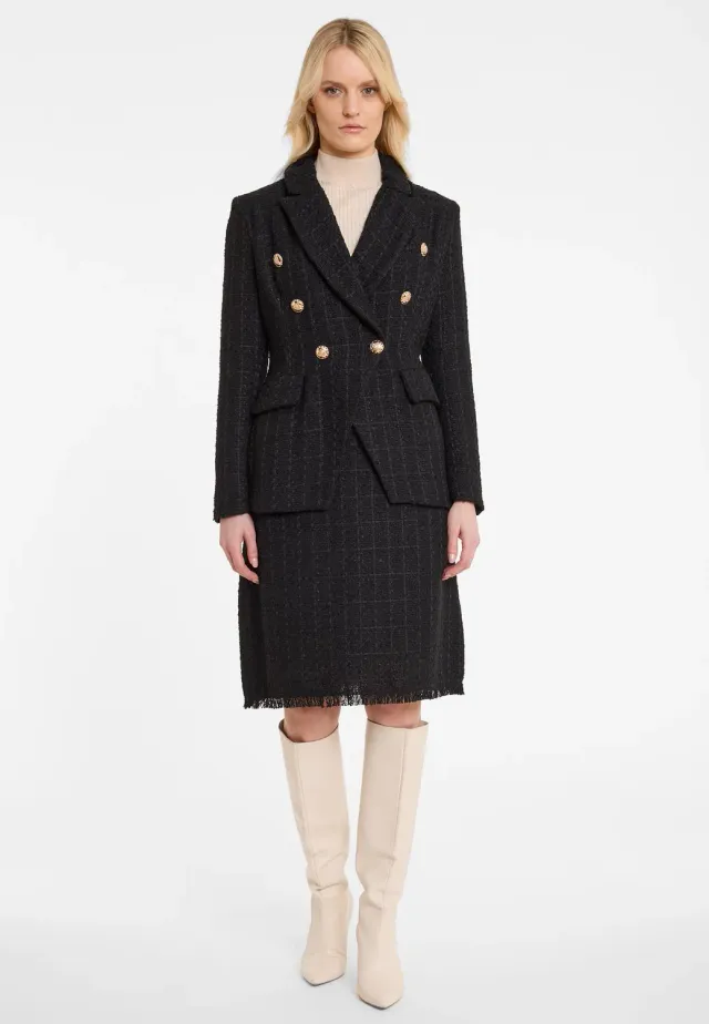 Ana Alcazar Abela blazer bouclé nero doppiopetto
