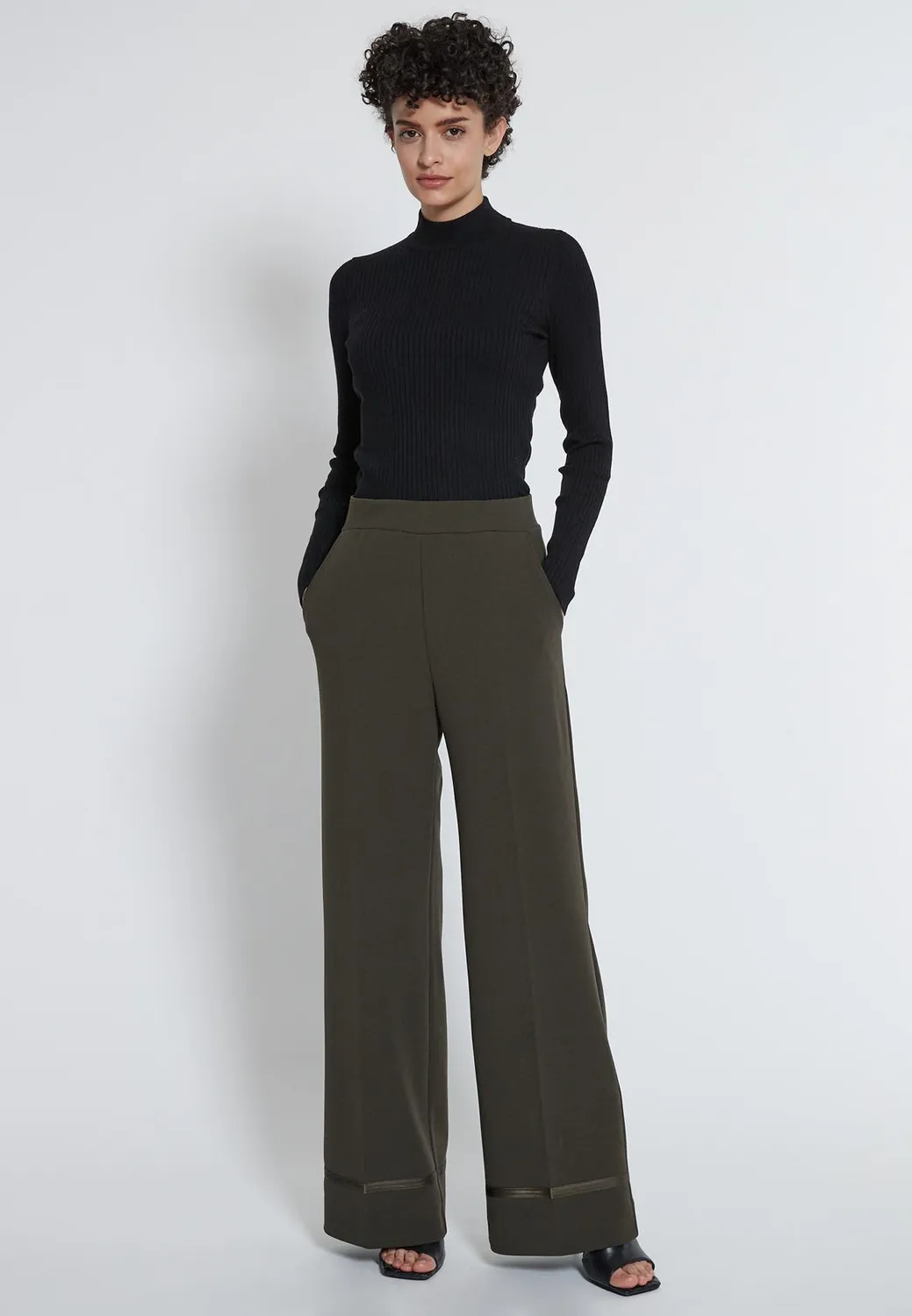 Ana Alcazar Harino pantaloni larghi kaki vita alta