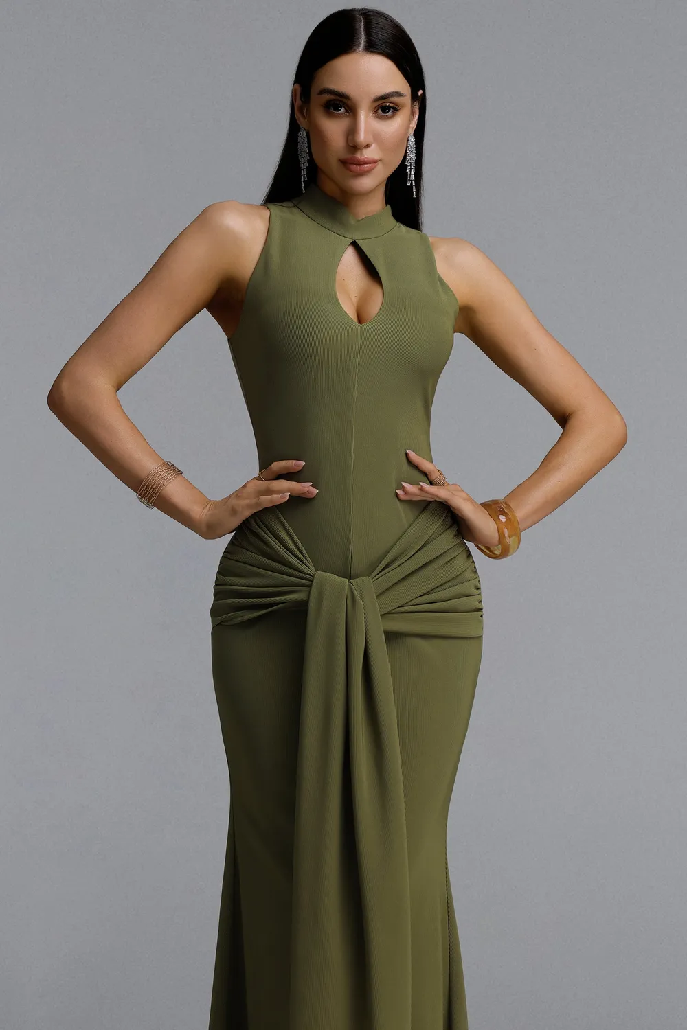 Bella Barnett Sukia Chic abito sirena verde L cut-out