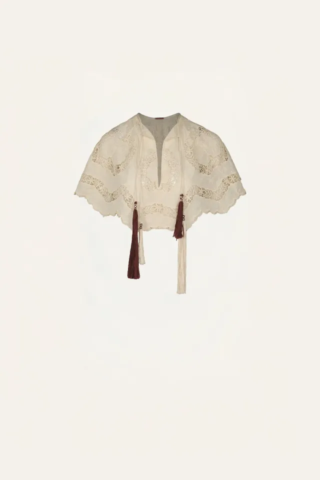 Johanna Ortiz Sun Tides top pizzo ecru cotone