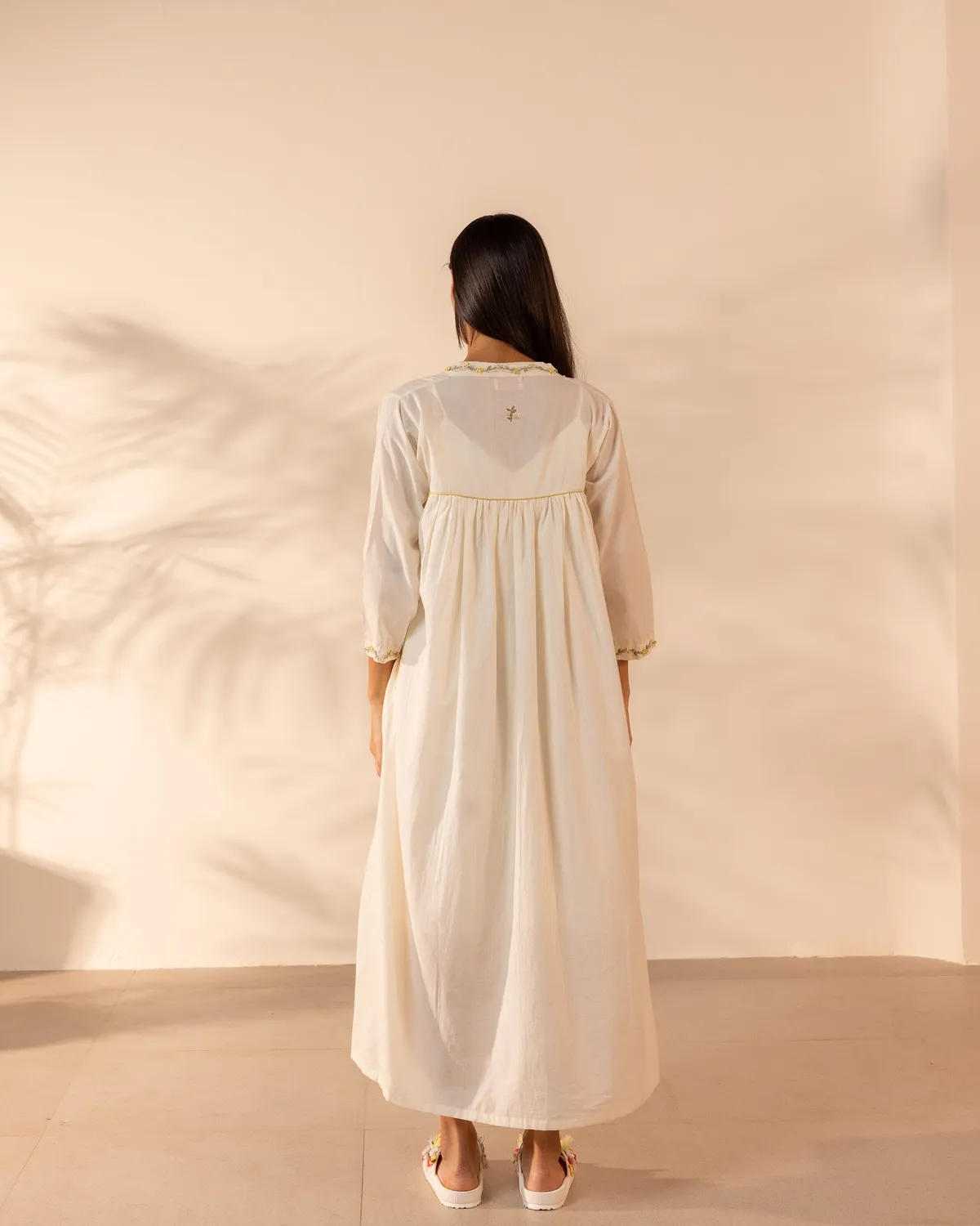 Our Dve Floret abito Beige cotone maxi 48 inch
