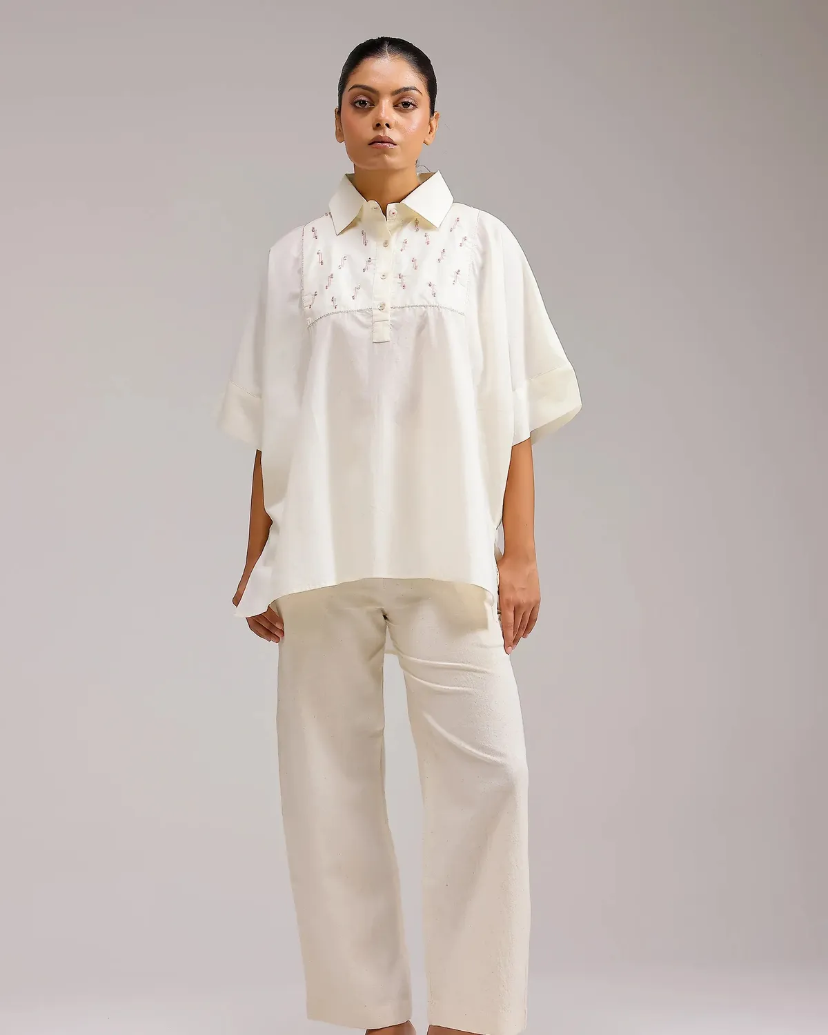 Our Dve Sheer top beige cotone taglia unica