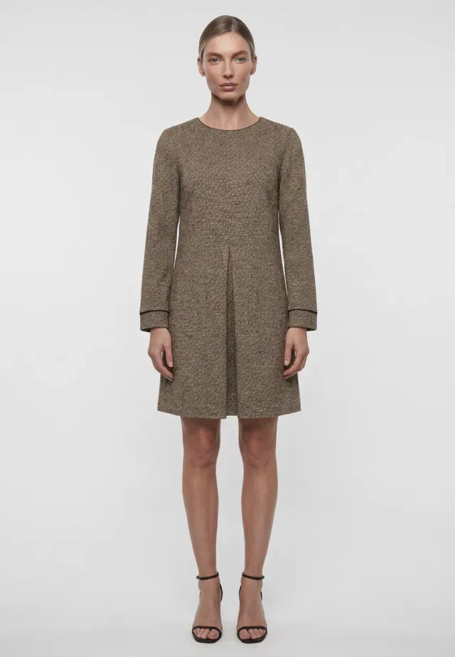 Ana Alcazar Emoranette abito tweed beige linea A