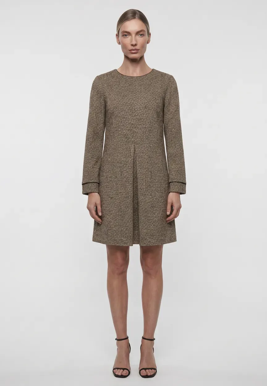 Ana Alcazar Emoranette abito tweed beige linea A