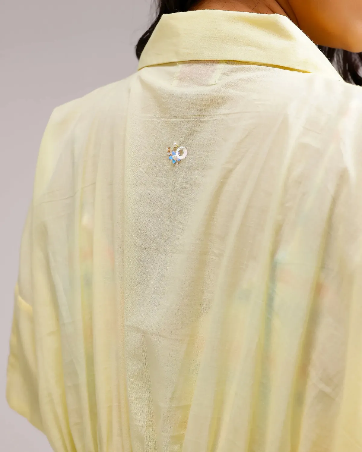 Our Dve Candy Checks top giallo blu cotone