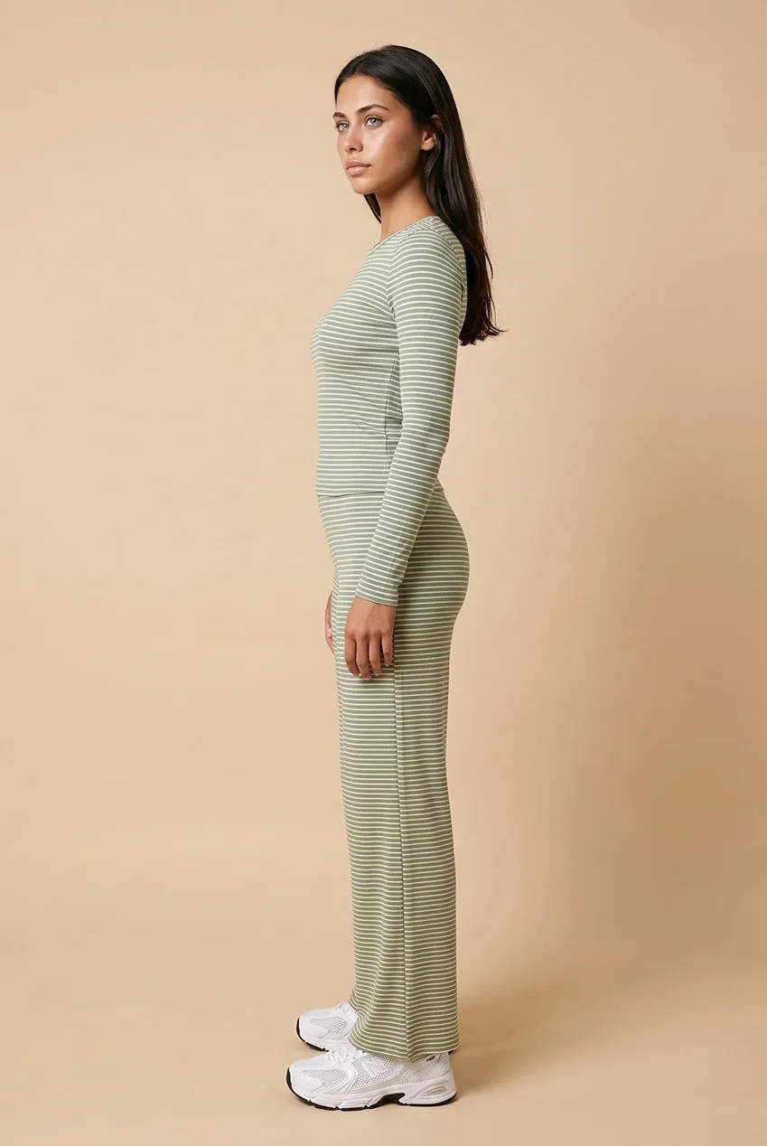 Urban Bliss Pantaloni Kaki Costine Riga Gamba Larga