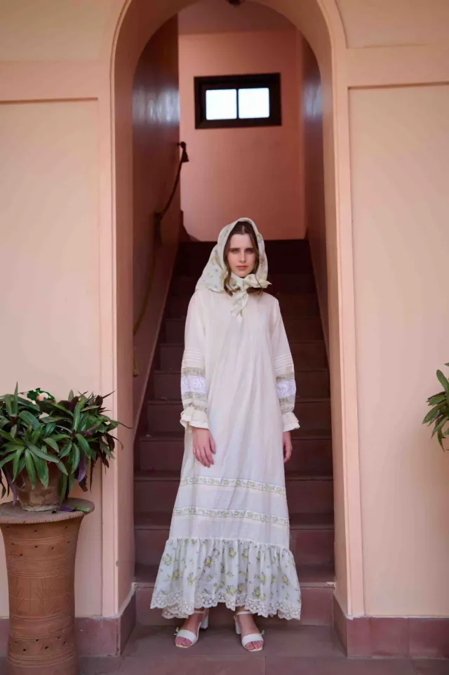 Our Dve Dream Wave Nancy abito lungo beige cotone