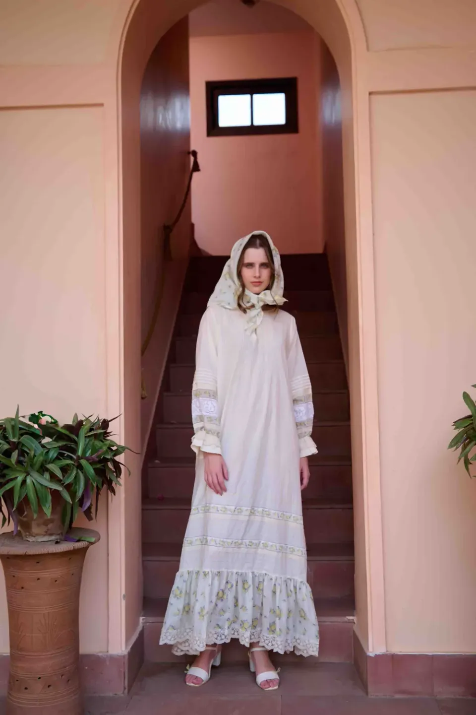 Our Dve Dream Wave Nancy abito lungo beige cotone