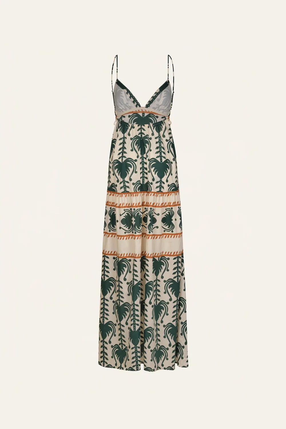 Johanna Ortiz Keeper abito maxi cotone verde ecru