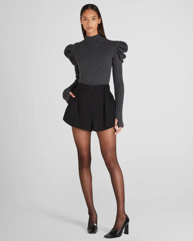 Violante Nessi Sherman shorts neri lana crepe