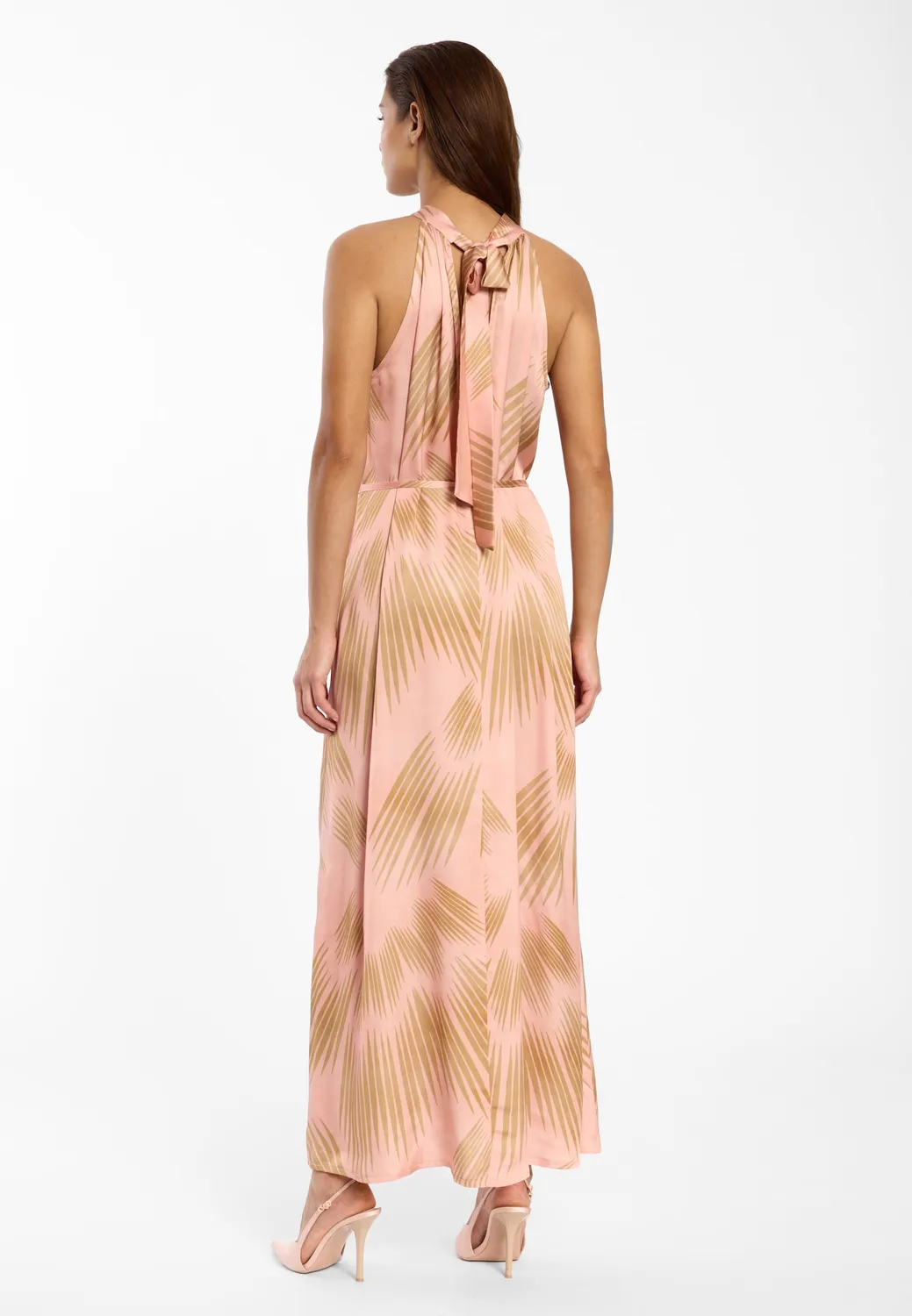 Ana Alcazar Delan abito lungo satin rosé