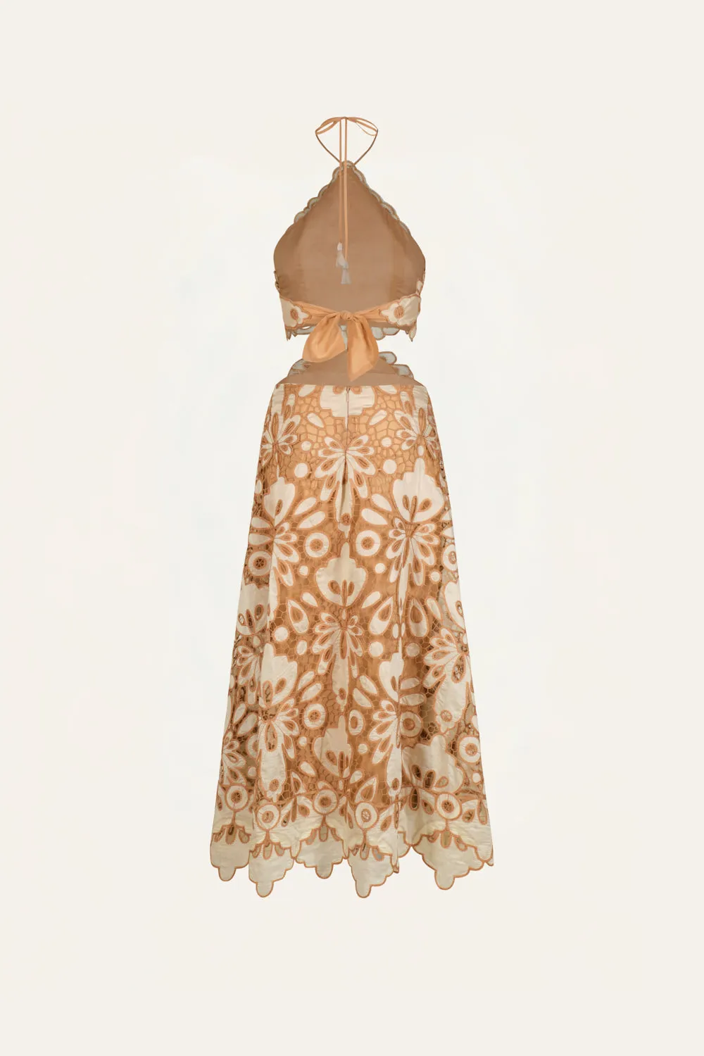 Johanna Ortiz Morning Groove abito midi ecru pizzo
