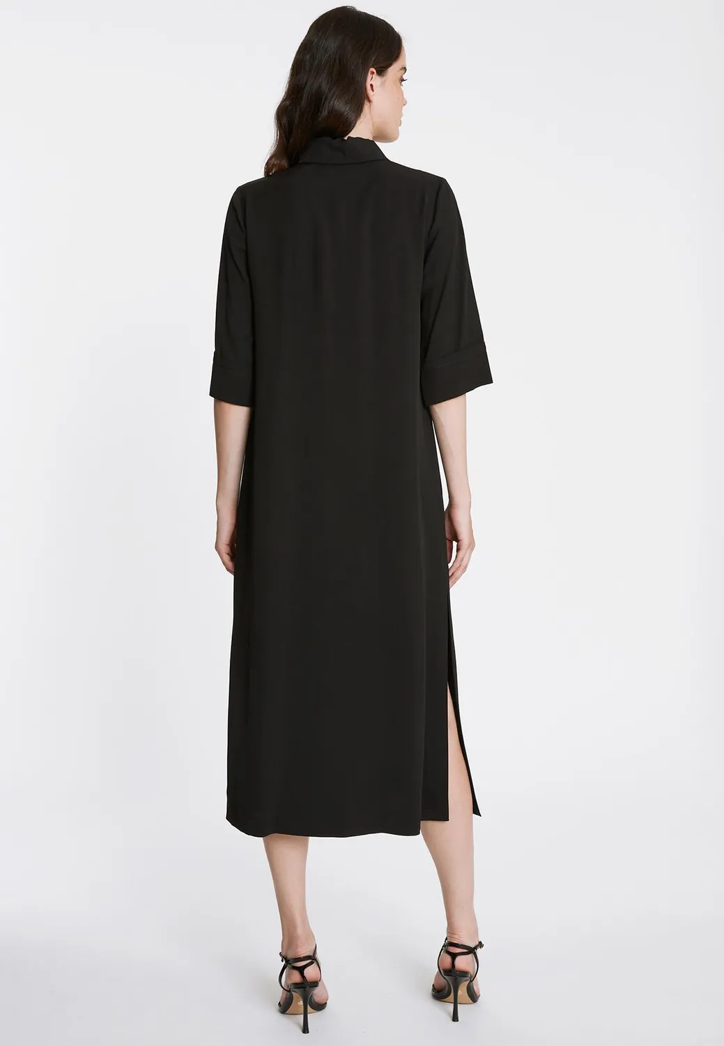Ana Alcazar Rakora abito camicia midi nero