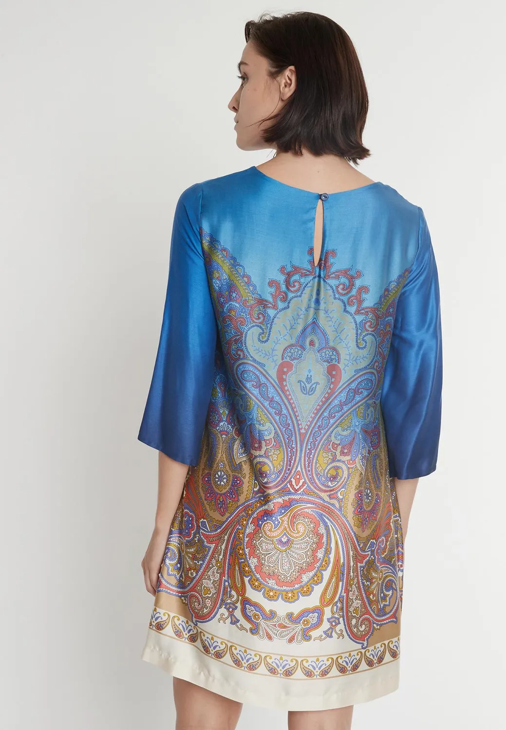 Ana Alcazar Pamila abito corto paisley blu
