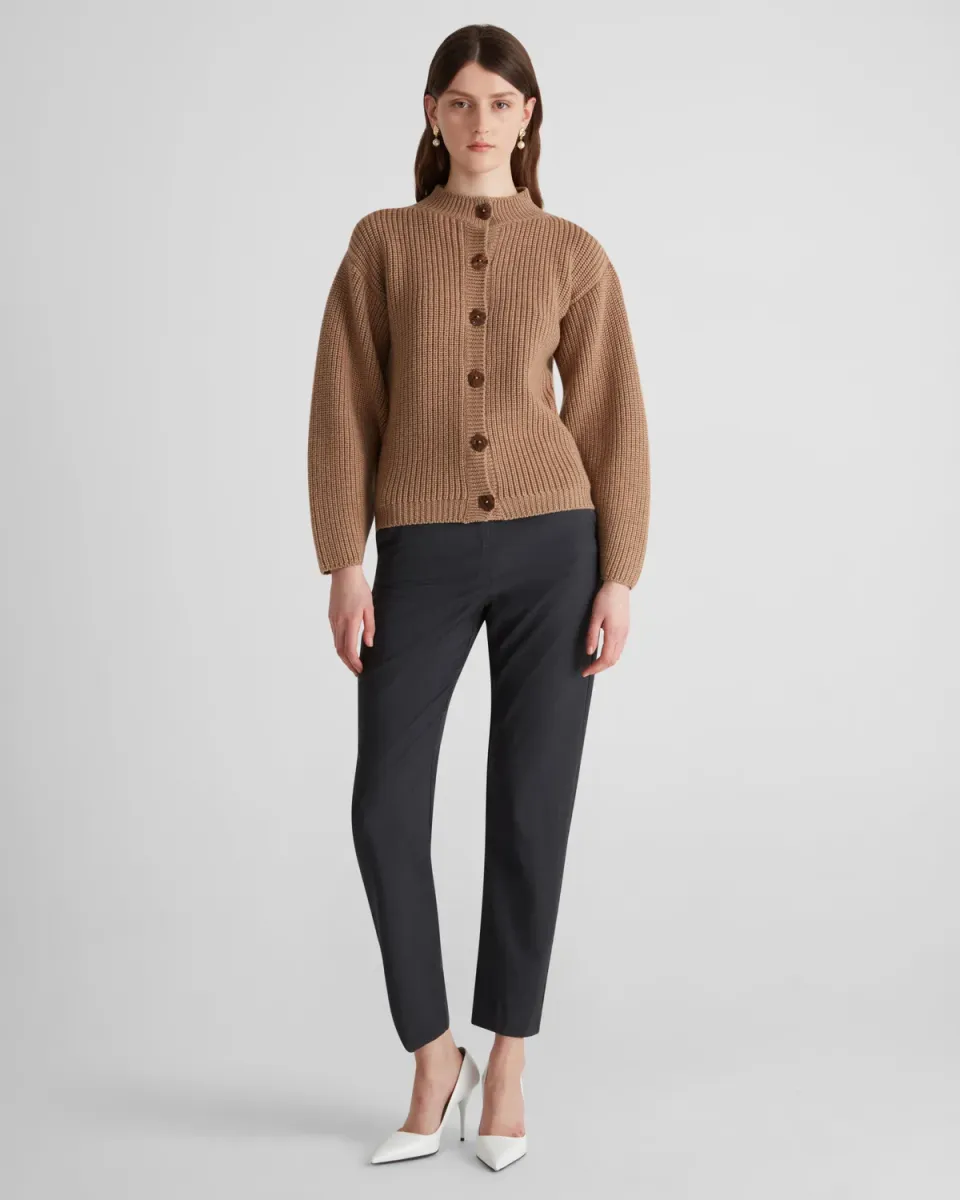 Violante Nessi Mario cardigan cammello lana