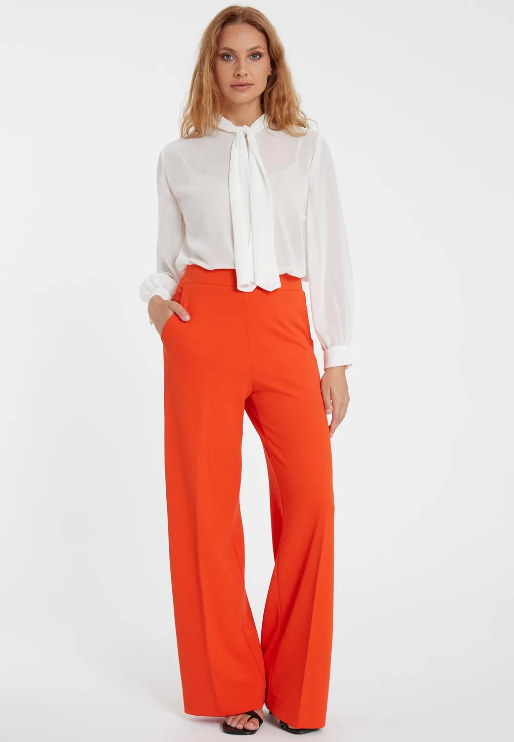 Ana Alcazar Silara pantaloni palazzo arancioni