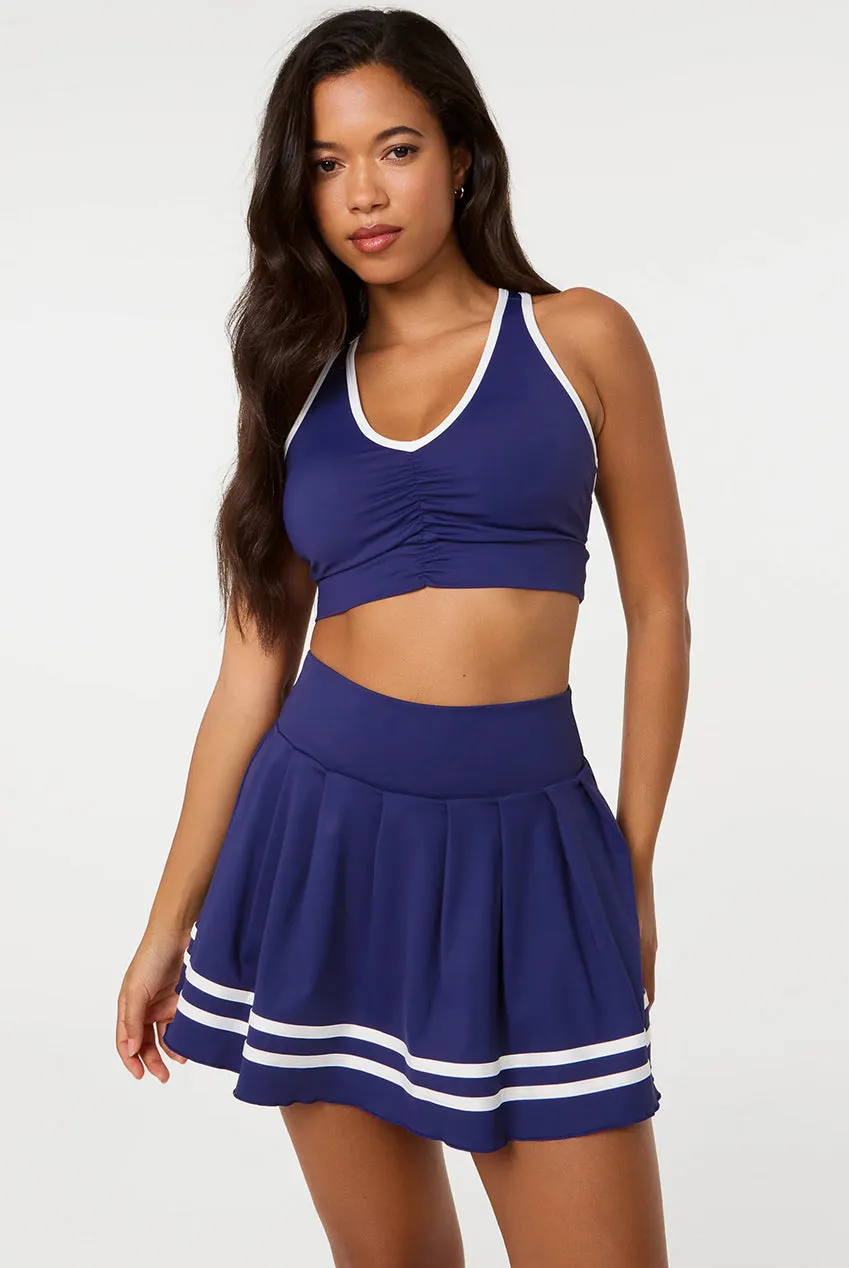 Pink Vanilla Active top crop navy con bordi contrasto
