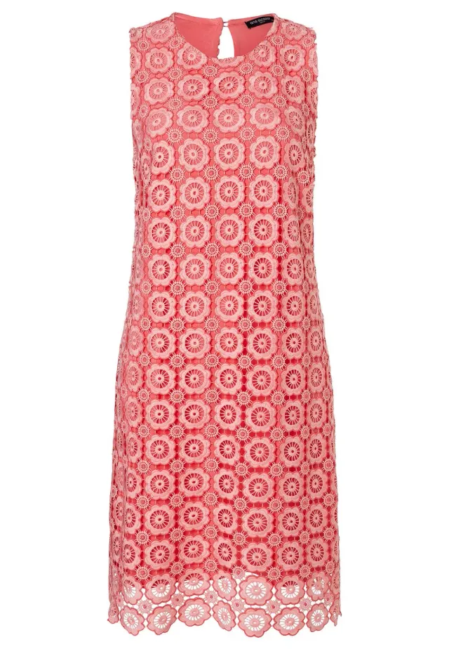Ana Alcazar Zahea abito pizzo rosa corallo corto
