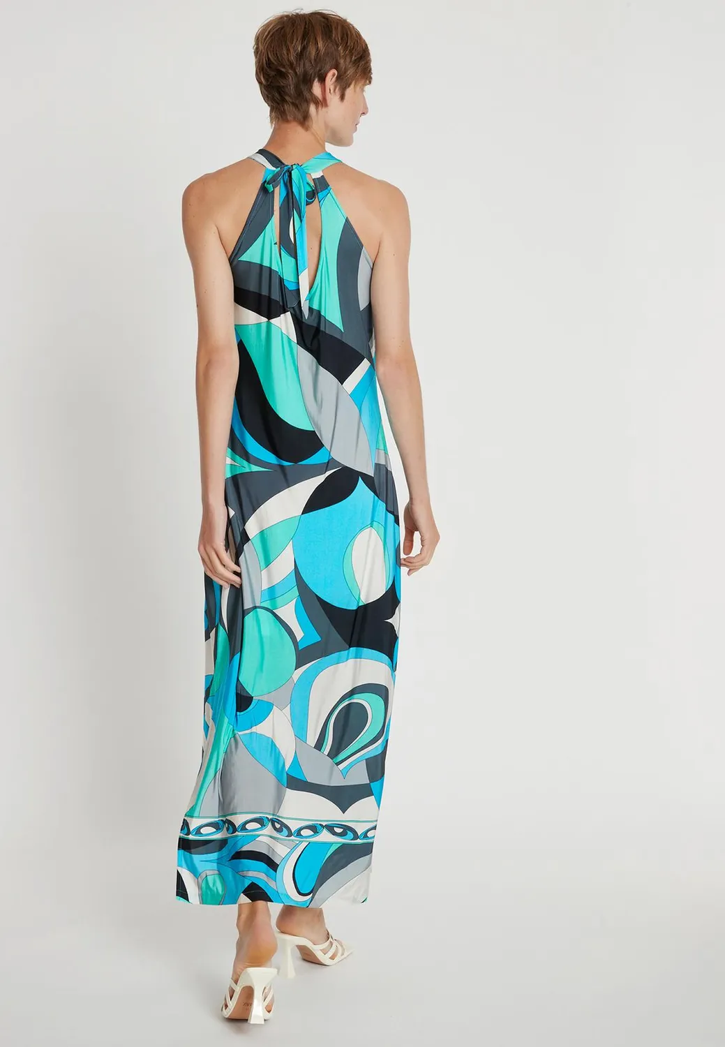 Ana Alcazar Lotara abito lungo stampa retro halter