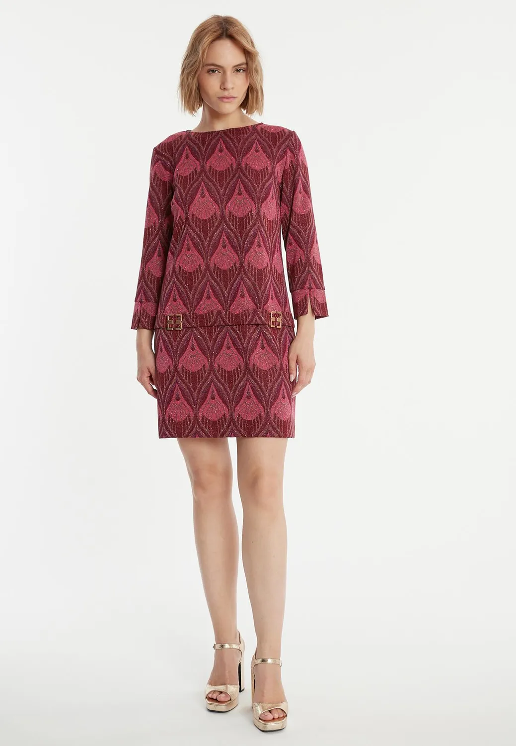 Ana Alcazar Penava abito tunica broccato bordeaux