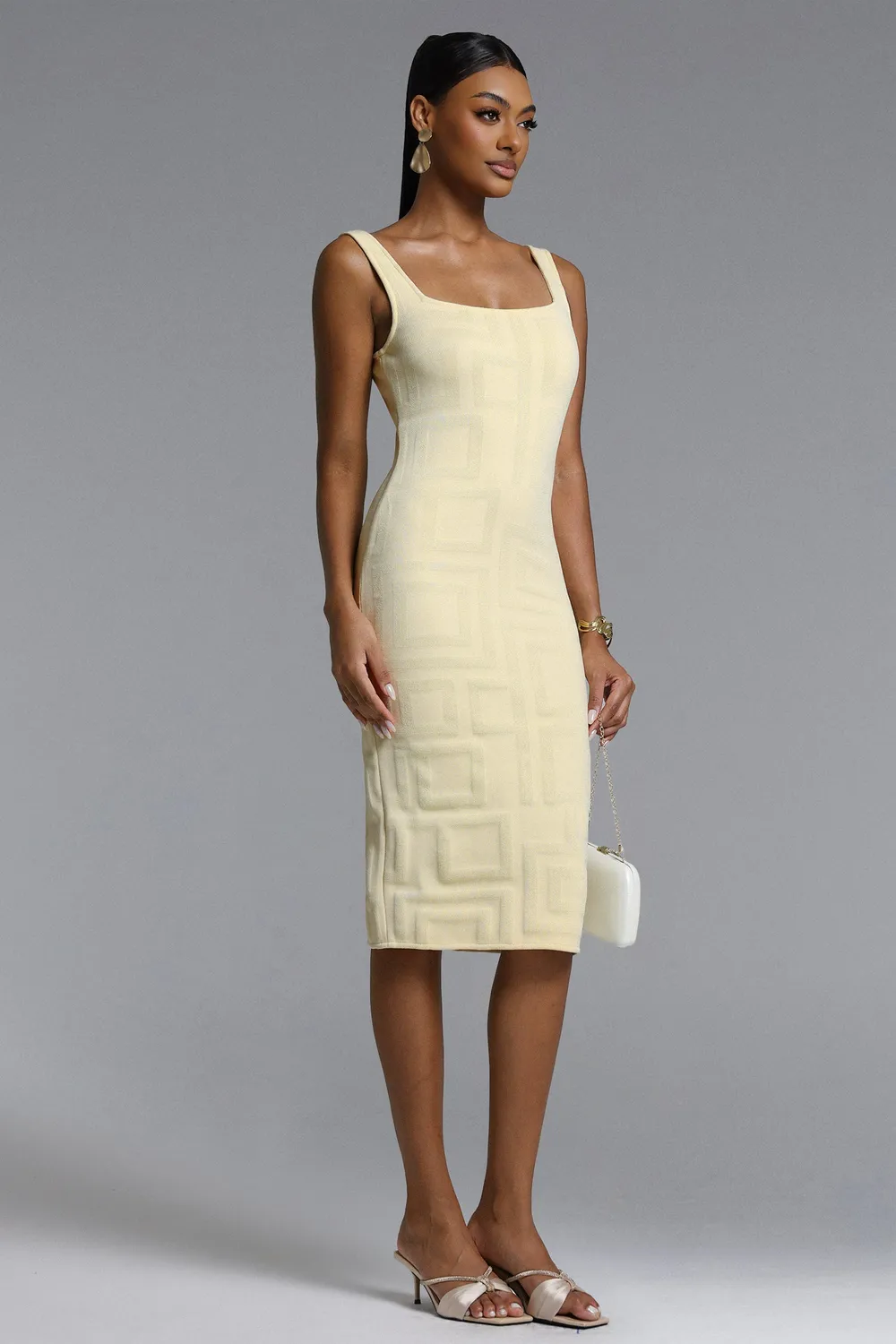 Bella Barnett Vilina Abito Midi Bandage Beige Taglia L elasticizzato