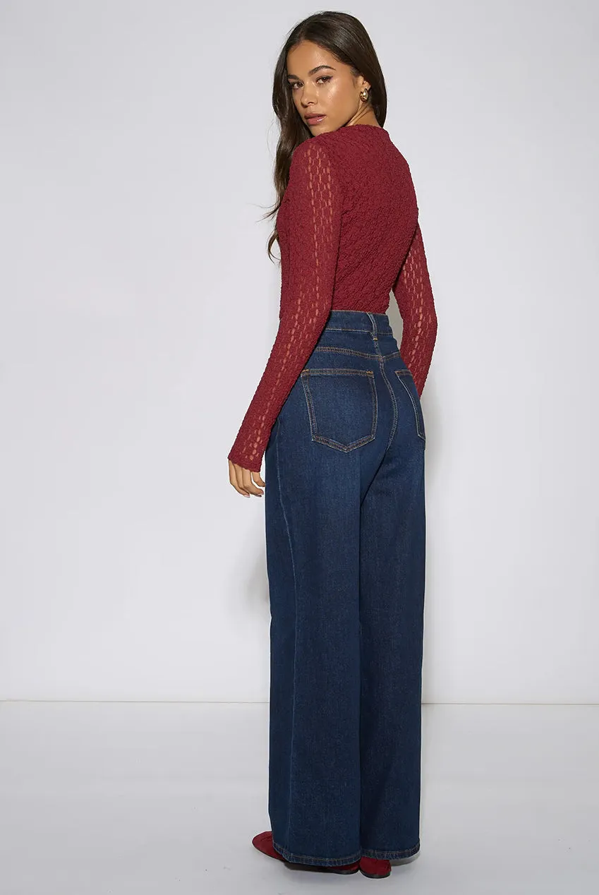 Gini London Wide Leg jeans indaco vita media